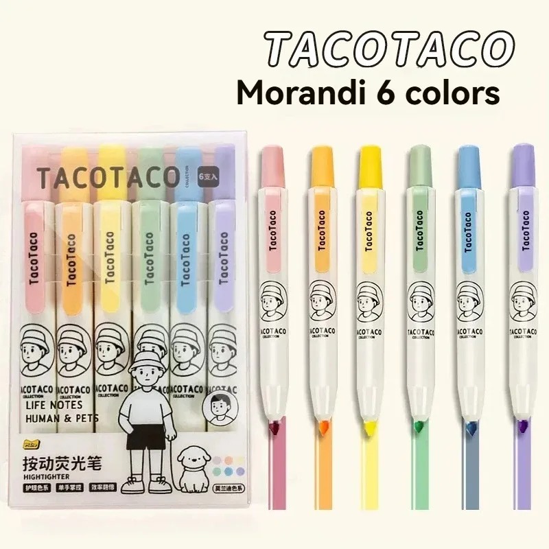 Pastel Highlighter Set Double Ended - 6 sztuk/zestaw Pastelowe Zakreślacze Macaron, Markery