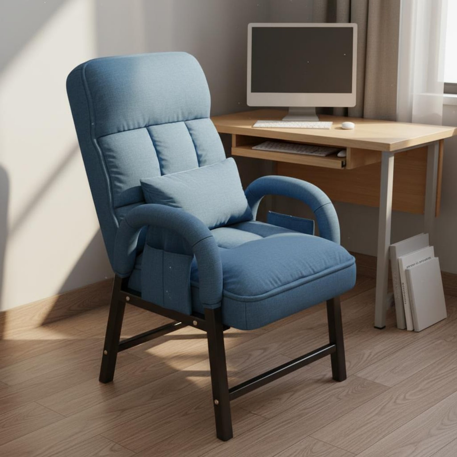 Office Furniture - Wysokie krzesło-fotel leniucha z regulowanym oparciem,