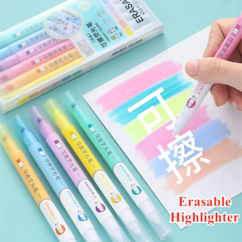 Pastel Highlighter Set Double Ended - 6 kolorów zmazywalnych zakreślaczy Zestaw dwustronnych