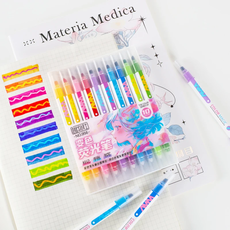 Pastel Highlighter Set Double Ended - 10 sztuk podwójny magiczny zestaw zakreślaczy