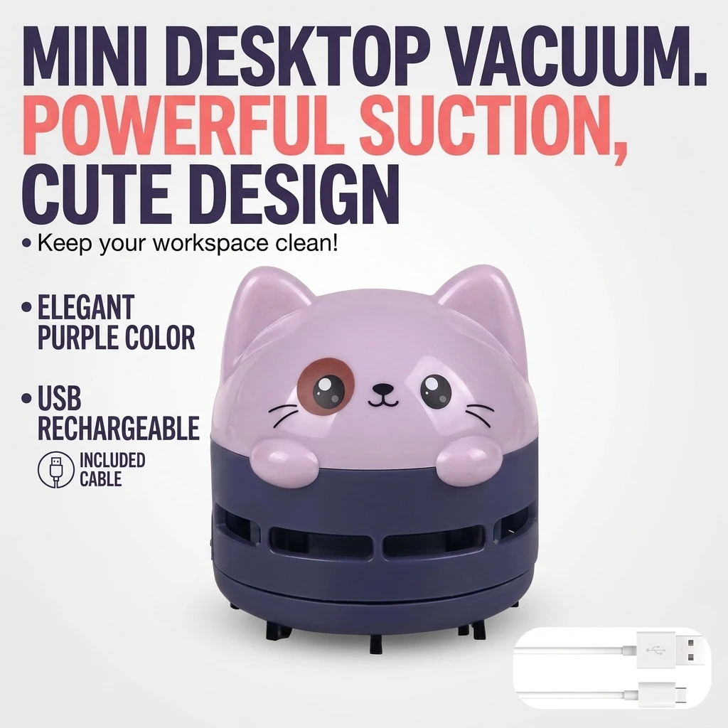 Mini Desktop Vacuum Cleaner For Eraser Dust - Odkurzacz biurkowy mini, bezprzewodowy, ładowany przez