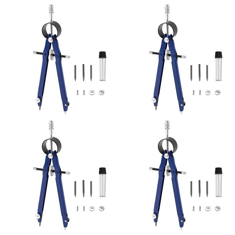 Math Geometry Set With Compass - Zestaw 4 szt. X (Profesjonalny kompas,