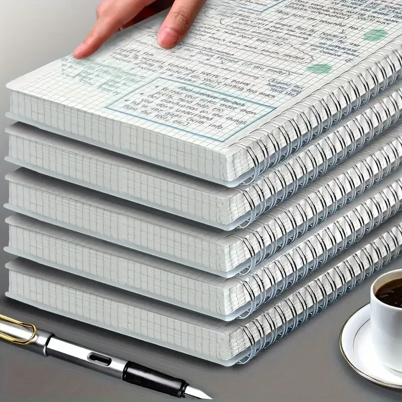 Spiral Bound Grid Notebook A5 - Notatnik A5 z siatką, spiralny, szkicownik,