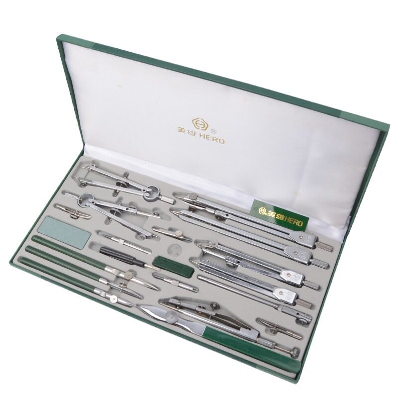 Math Geometry Set With Compass - Zestaw metalowych kompasów Hero do rysunku