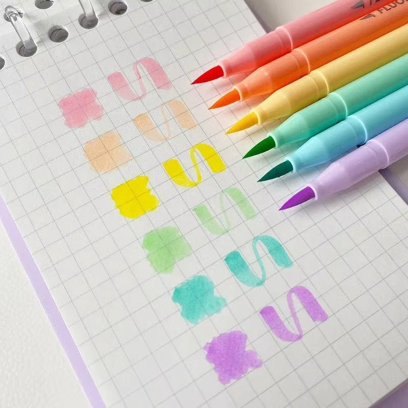 Pastel Highlighter Set Double Ended - Zestaw 6 kolorów miękkich pisaków fluorescencyjnych,