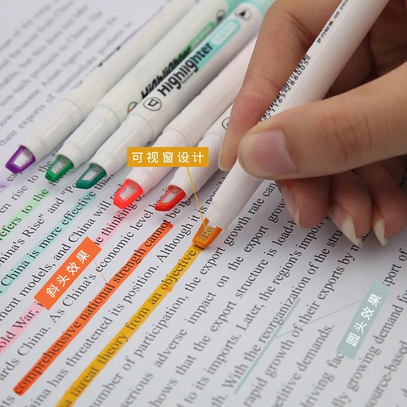 Pastel Highlighter Set Double Ended - 6 kolorów/zestaw unikalny zakreślacz z końcówką