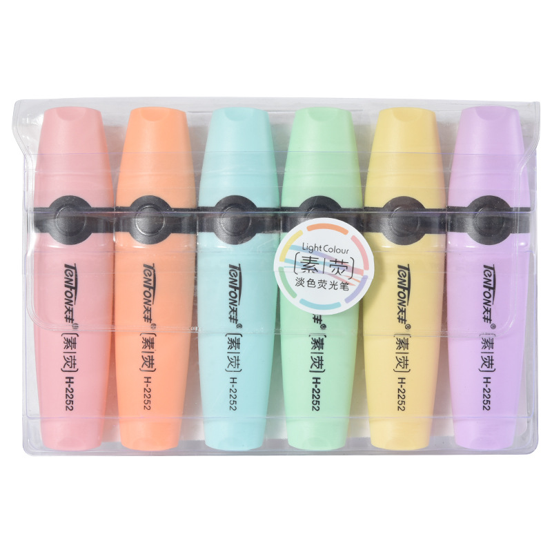 Pastel Highlighter Set Double Ended - 6 sztuk/zestaw zakreślacz pastelowe kolory końcówka