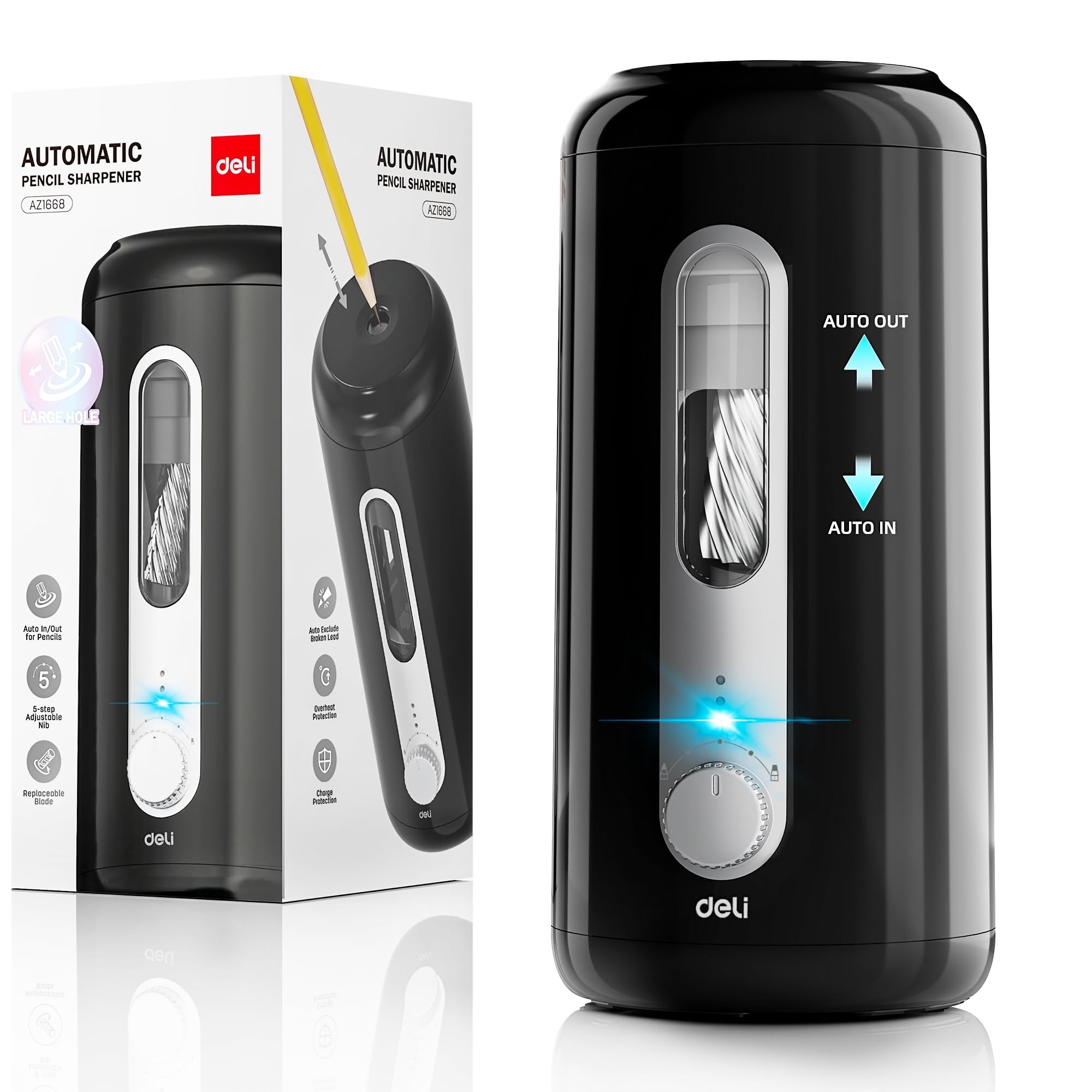 Electric Pencil Sharpener Usb - Elektryczna temperówka do ołówków Deli, automatyczna,