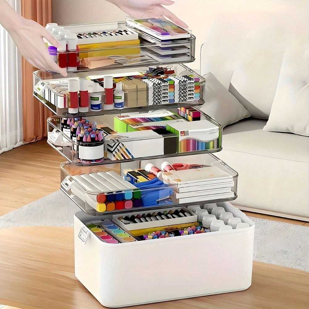 Stationery - Przezroczysty wielowarstwowy organizer na leki, przenośny