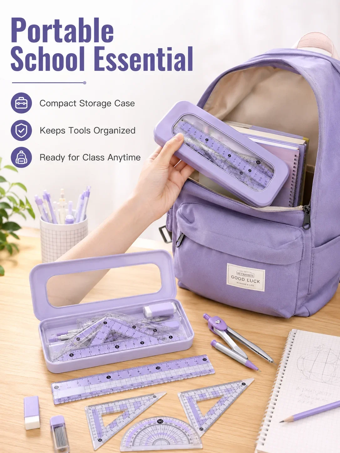 8-częściowy zestaw do rysunku  – Math Geometry Set With Compass recenzja i cena