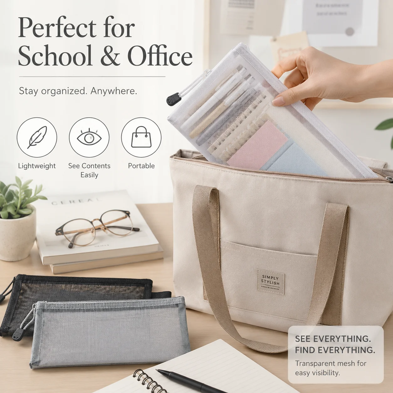 Przezroczysty piórnik z siatki – Clear Mesh Pencil Pouch For Exam recenzja i cena