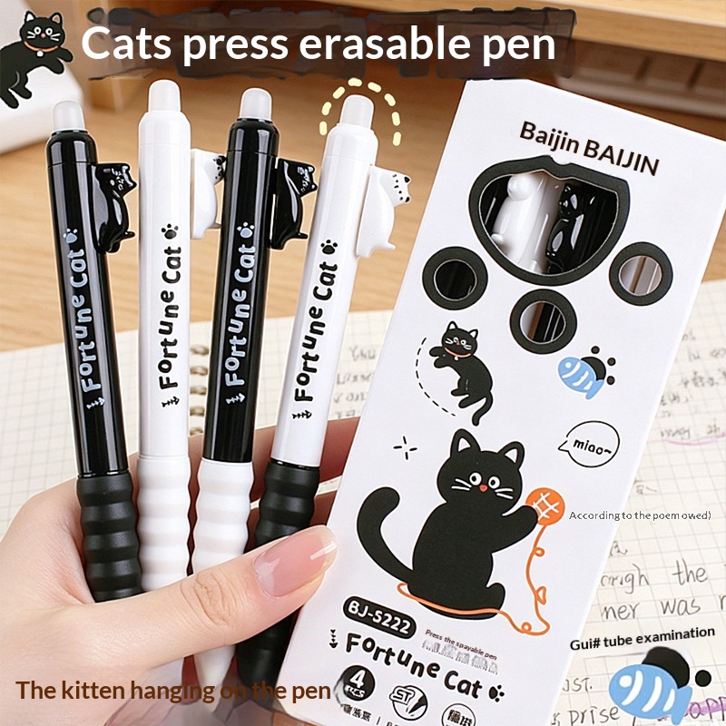 Zestaw 4 uroczych, wymazywalny – Retractable Eraser Pen Click recenzja i cena