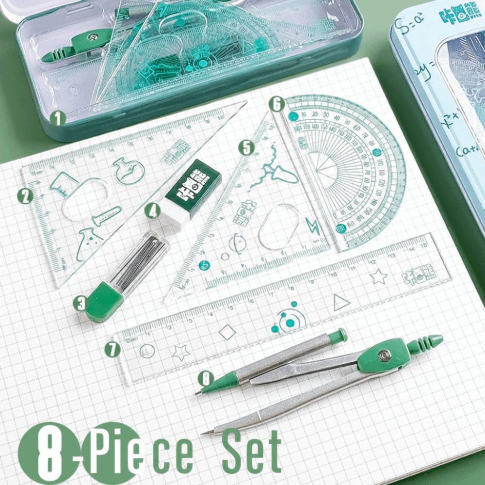 8-częściowy zestaw wielofunkcy – Math Geometry Set With Compass recenzja i cena
