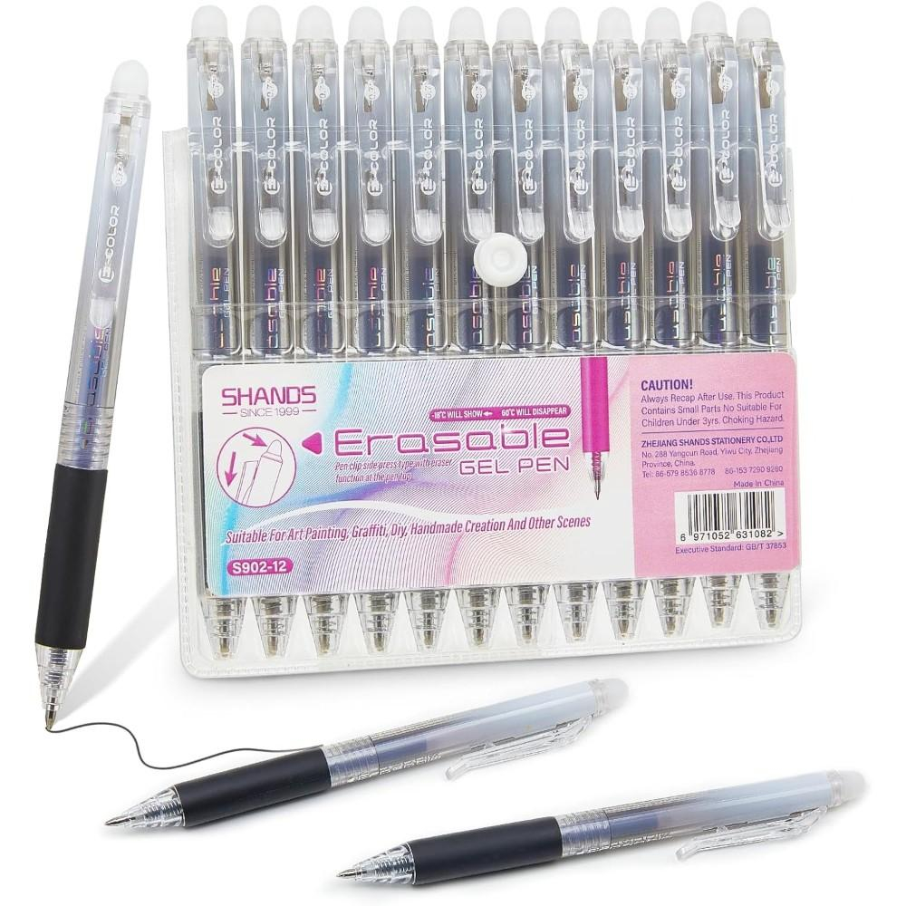 Zestaw 12 długopisów żelowych  – Retractable Eraser Pen Click recenzja i cena