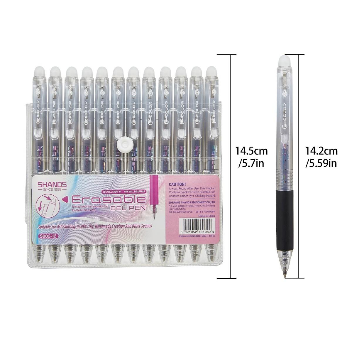 Zestaw 12 długopisów żelowych  – Retractable Eraser Pen Click recenzja i cena