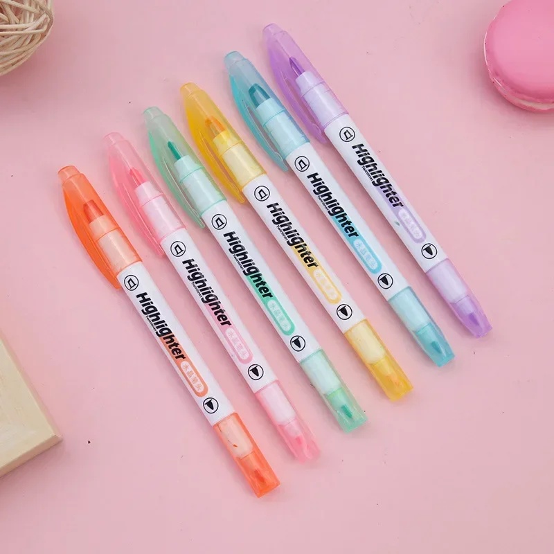6 Kolorów/Zestaw Unikalne Zakr – Pastel Highlighter Set Double Ended recenzja i cena