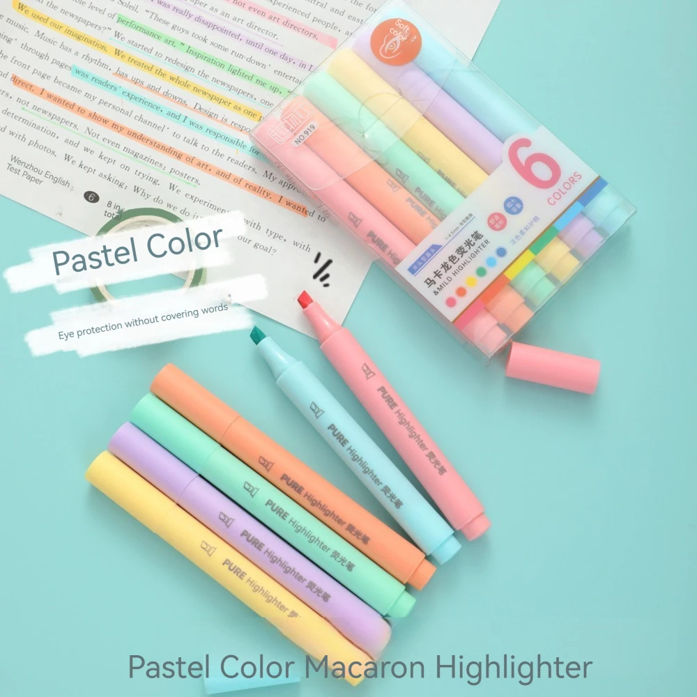 6 sztuk/zestaw Pastelowe Zakre – Pastel Highlighter Set Double Ended recenzja i cena